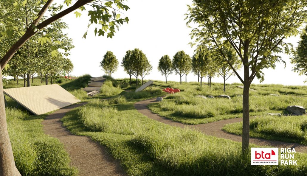 Uzvaras parka skriešanas trases BTA RIGA RUN PARL vizualizācija