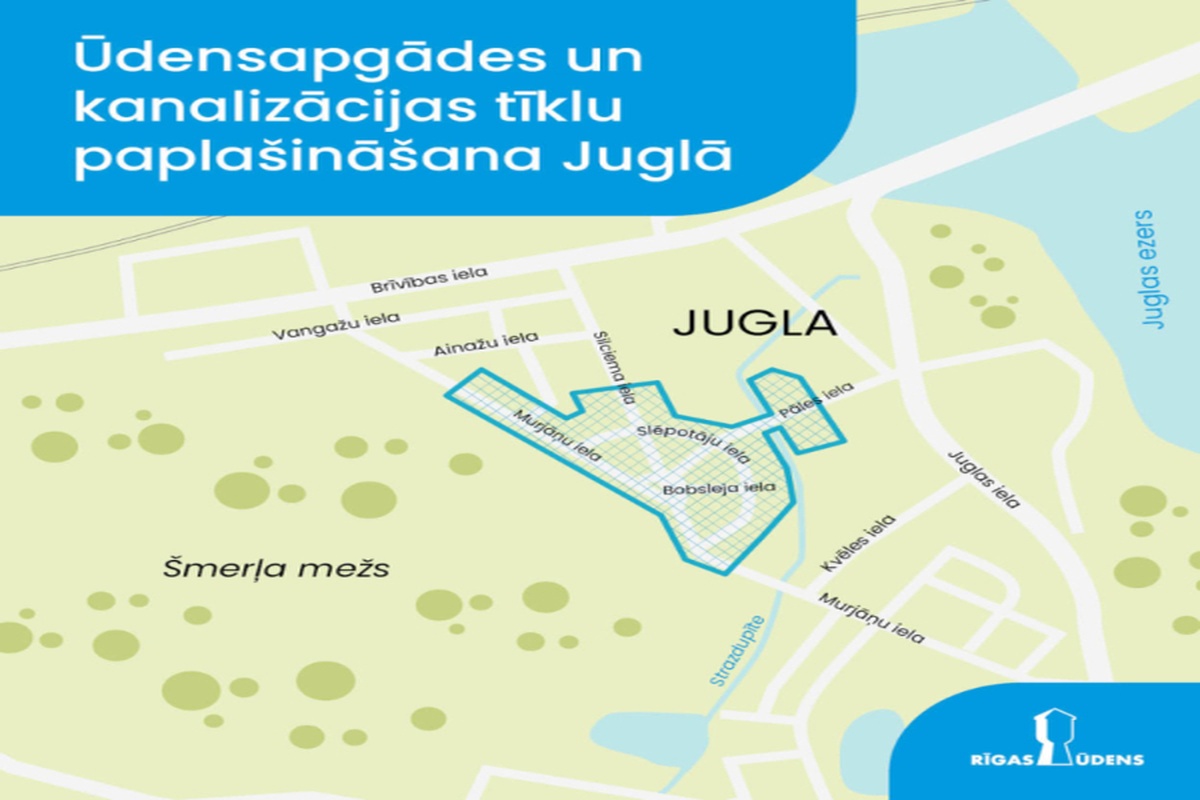 Jugla ūdensapgāde kanalizācija 2026 — jaunie pilsētas tīkli, kas izbūvēti Juglas apkaimē, nodrošinot kvalitatīvu ūdensapgādi, kanalizāciju un iespēju iedzīvotājiem pieslēgties.